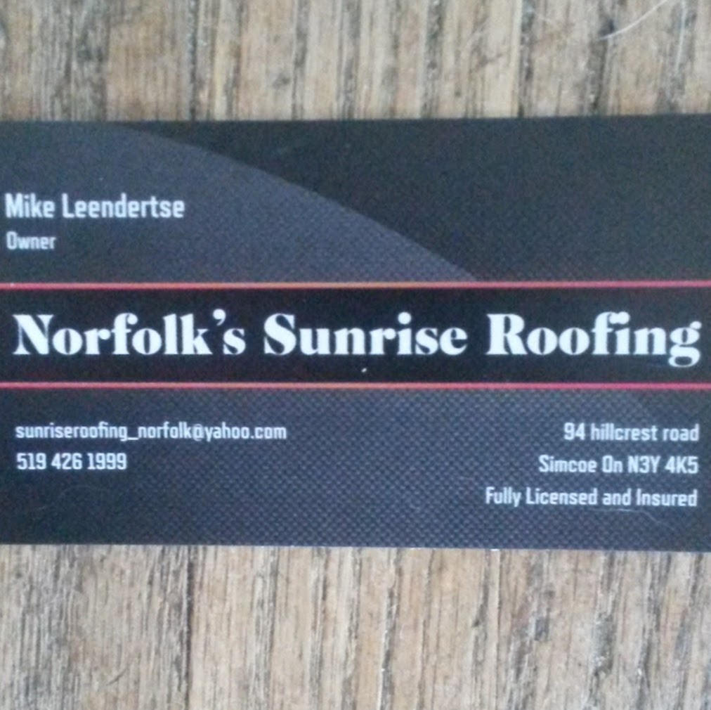 Norfolks Sunrise Roofing | 94 Hillcrest Rd, Simcoe, ON N3Y 4K6, Canada | Phone: (519) 426-1999