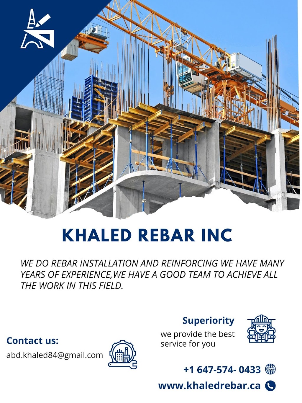 KHALED REBAR INC | 74 Salisbury Ave, Brantford, ON N3S 1M9, Canada | Phone: (647) 574-0433