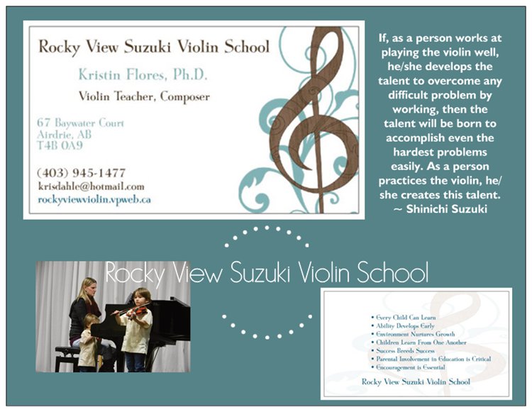 Rocky View Suzuki Violin School | 67 Baywater Ct SW, Airdrie, AB T4B 0A9, Canada | Phone: (403) 945-1477