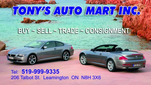 Tonys Auto Mart inc. | 206 Talbot St E, Leamington, ON N8H 3X6, Canada | Phone: (519) 999-9335