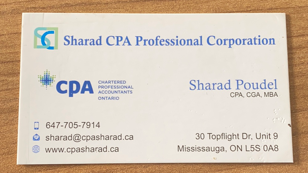 Sharad CPA Professional Corporation | 30 Topflight Dr Unit 09, Mississauga, ON L5S 0A8, Canada | Phone: (905) 488-5999