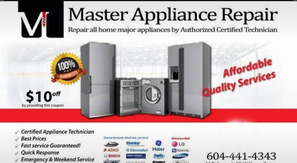 Master Appliance Service Ltd. | 19451 Sutton Ave #86, Pitt Meadows, BC V3Y 0G6, Canada | Phone: (604) 441-4343