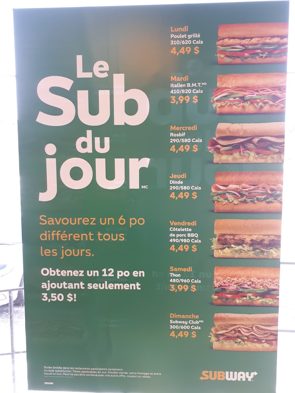 Subway | 395 1re Av, Asbestos, QC J1T 1Z1, Canada | Phone: (819) 879-2264