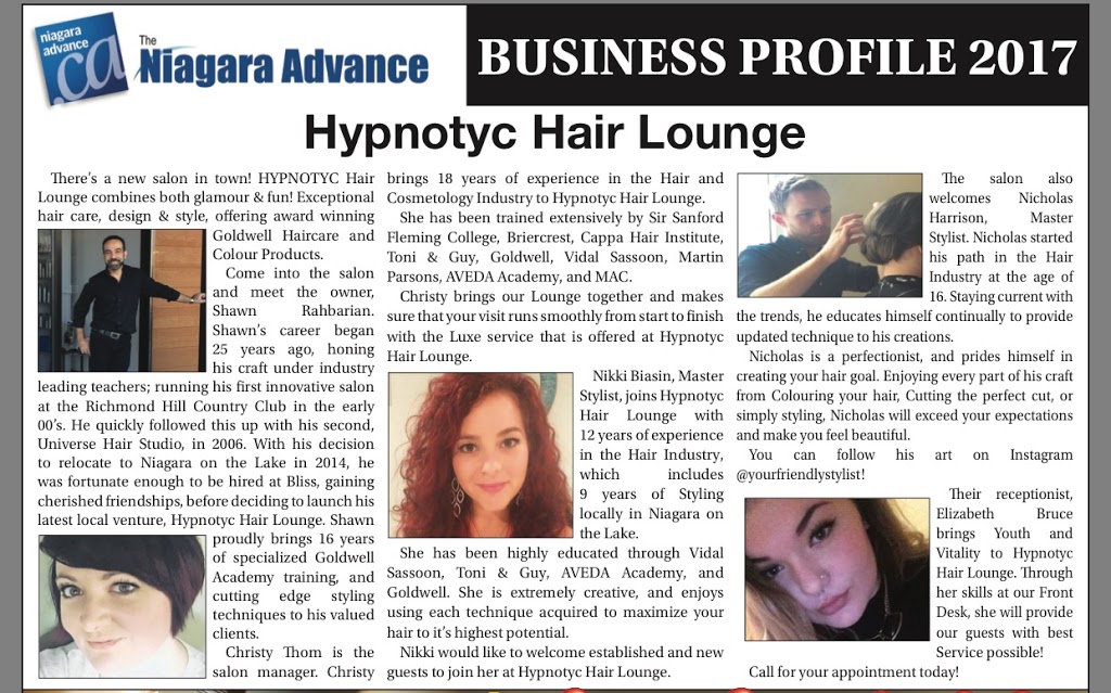 Hypnotyc Hair Lounge | 1627 Niagara Stone Rd Box 1100, Virgil, ON L0S 1T0, Canada | Phone: (905) 468-4888