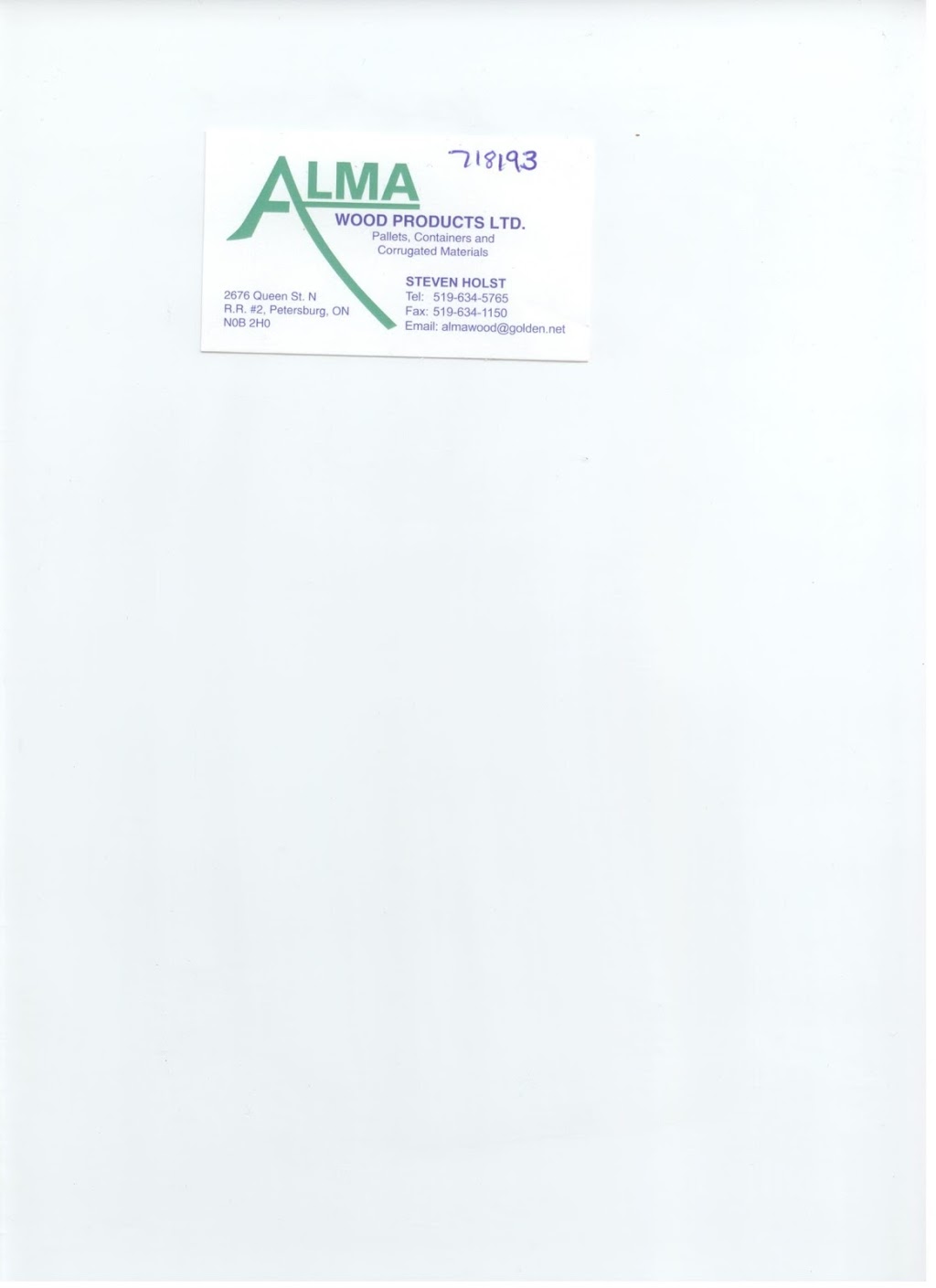 Alma Wood Products Ltd | 2676 Queen St RR#2, Petersburg, ON N0B 2H0, Canada | Phone: (519) 634-5765