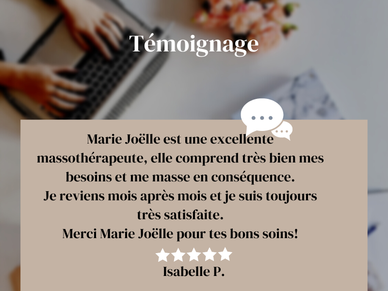 Marie-Joëlle Roy, massothérapeute | Bd de la Seigneurie O, Blainville, QC J7C 5A1, Canada | Phone: (514) 436-4919