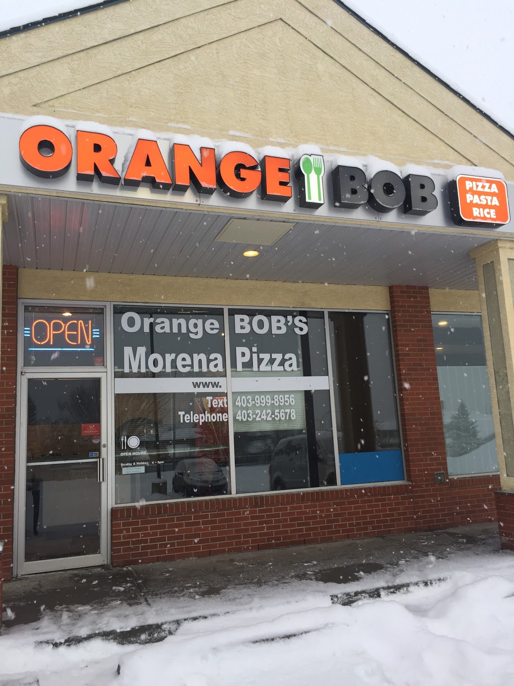 Orange BOB pizza restaurant | 7337 Sierra Morena Blvd SW #8, Calgary, AB T3H 3V4, Canada | Phone: (403) 242-5678