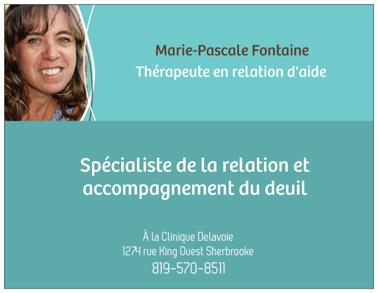 Marie-Pascale Fontaine Thérapeute en relation daide | 1182 Rue de Courcelette, Sherbrooke, QC J1H 3Y3, Canada | Phone: (819) 570-8511