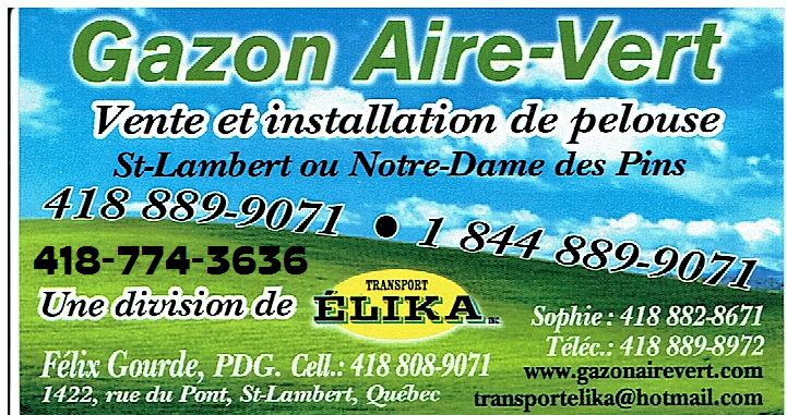 GAZON AIRE VERT | 3650 Route-du-Président-Kennedy, Saint-Georges, QC G5Z 0C7, Canada | Phone: (418) 889-9071