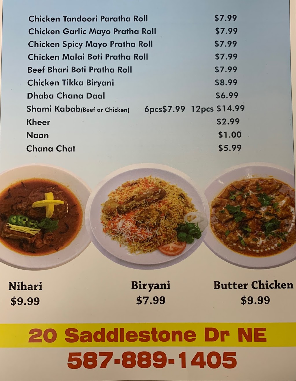 Biryani Inn Ltd | 112, 20 Saddlestone Dr, Calgary, AB T3J 0W8, Canada | Phone: (587) 889-1405