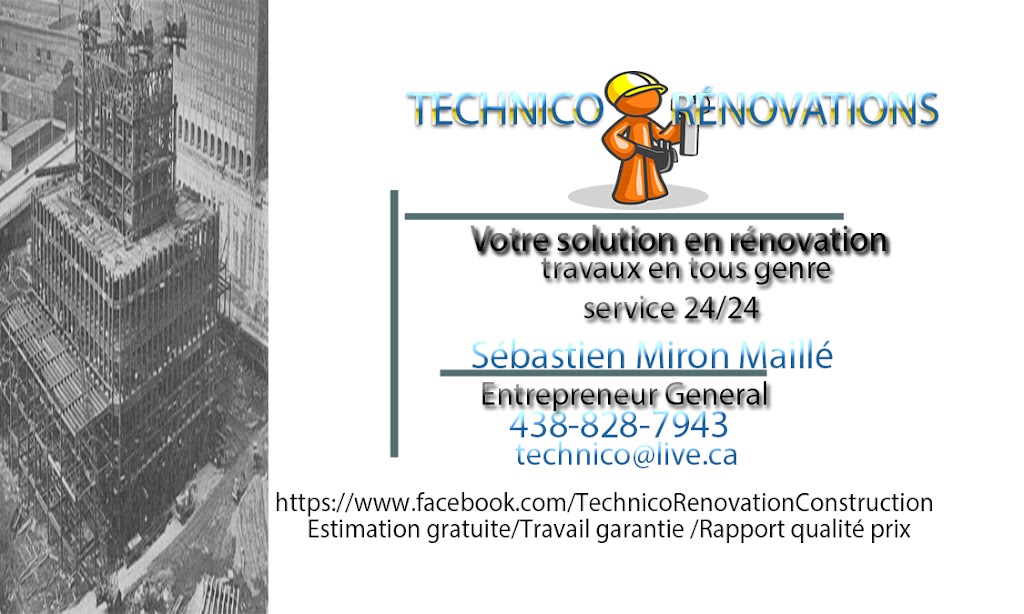 Technico rénovation construction | 46 Rue du Curé-Cholet, Saint-Polycarpe, QC J0P 1X0, Canada | Phone: (438) 828-7943