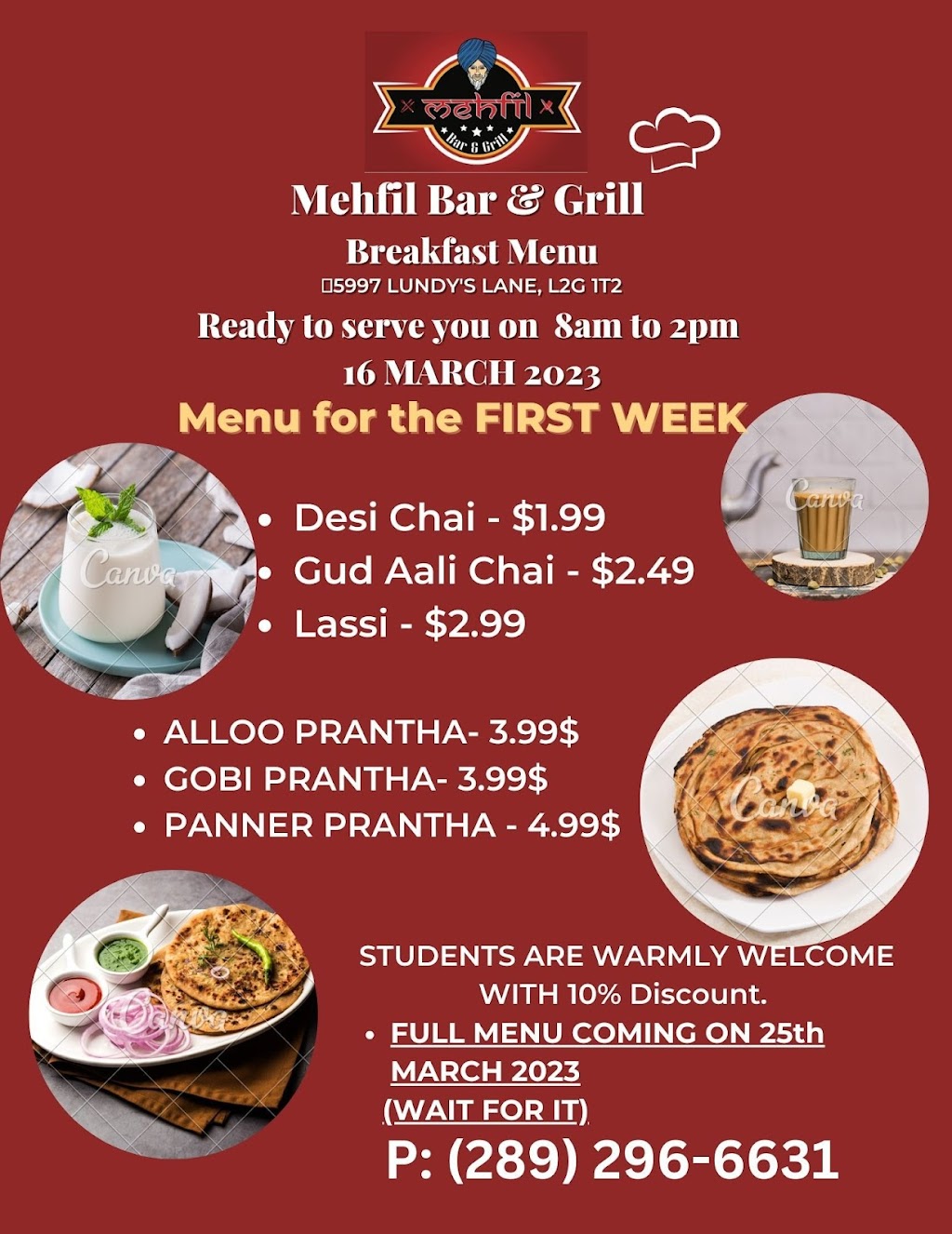 Mehfil bar & grill | 5997 Lundys Ln, Niagara Falls, ON L2G 1T2, Canada | Phone: (289) 296-6631