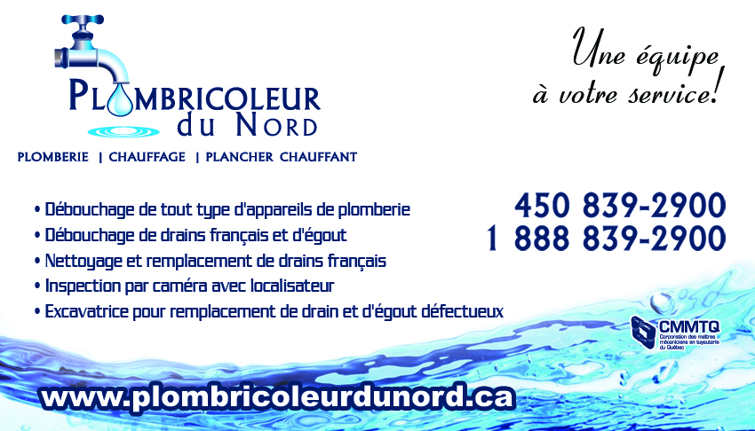 Plombricoleur du Nord, plombier | 2908 Montée Hamilton, Sainte-Julienne, QC J0K 2T0, Canada | Phone: (450) 839-2900