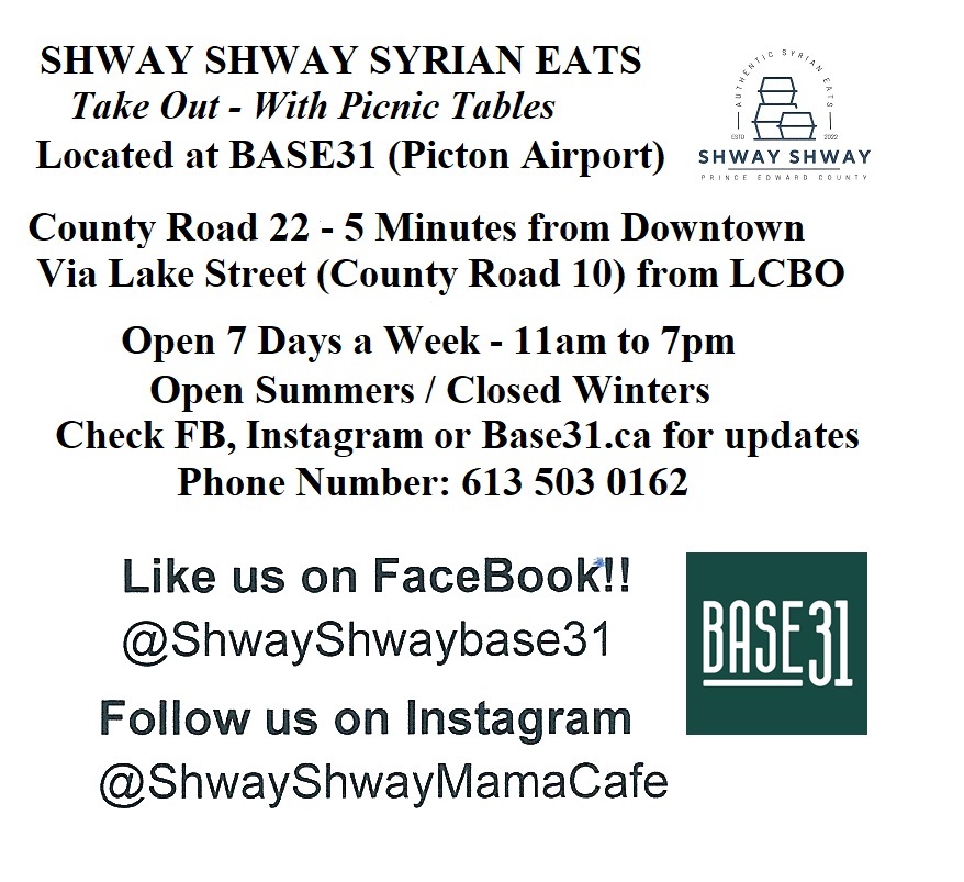 ShwayShway Authentic Syrian Eats | BASE31, County Rd 22, Prince Edward, ON K0K 2T0, Canada | Phone: (613) 503-0162