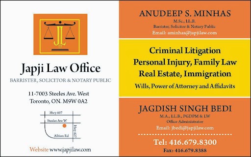 Japji Lawyers LLP - Real Estate Lawyers | 7003 Steeles Ave W, Etobicoke, ON M9W 0A2, Canada | Phone: (416) 679-8300