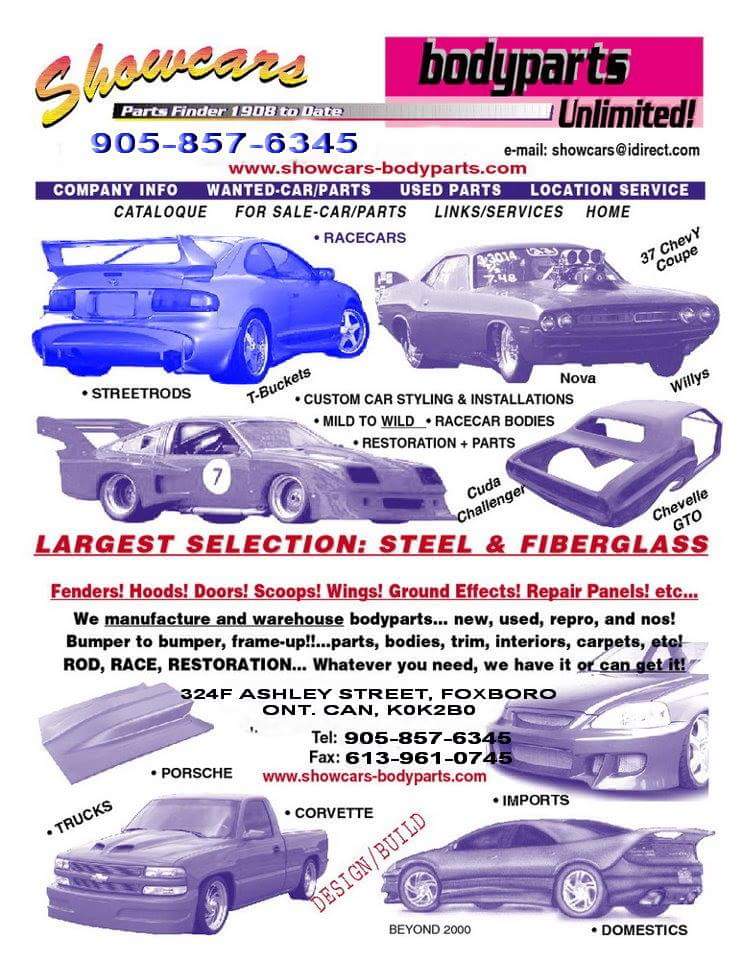 Showcars Bodyparts Unlimited | 324 Ashley St, Foxboro, ON K0K 2B0, Canada | Phone: (905) 857-6345