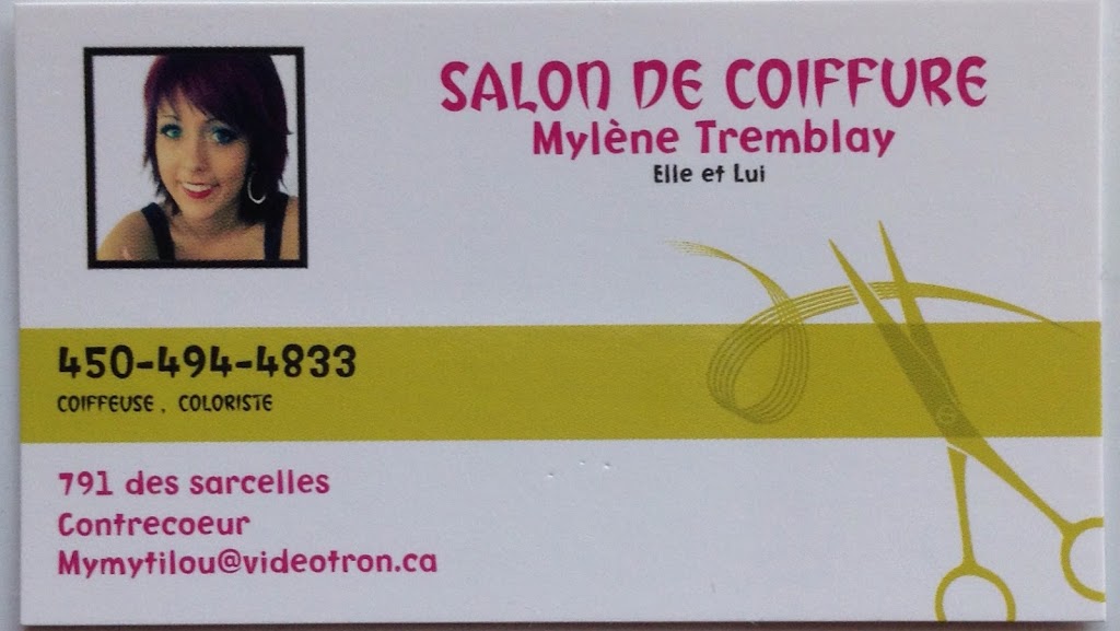 Salon de coiffure Mylène Tremblay | 791 Rue des Sarcelles, Contrecoeur, QC J0L 1C0, Canada | Phone: (450) 494-4833