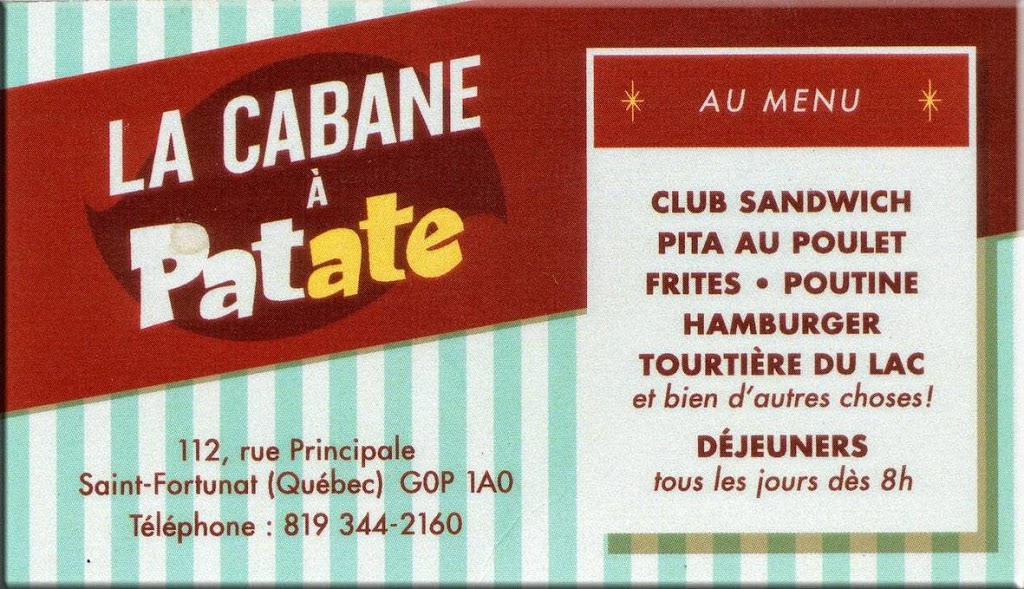 La Cabane à Patates | 112 Rue Principale, Saint-Fortunat, QC G0P 1G0, Canada | Phone: (819) 344-2160