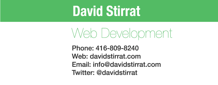 David Stirrat Web Development | 80 Haviland Dr, Scarborough, ON M1C 2T8, Canada | Phone: (416) 809-8240