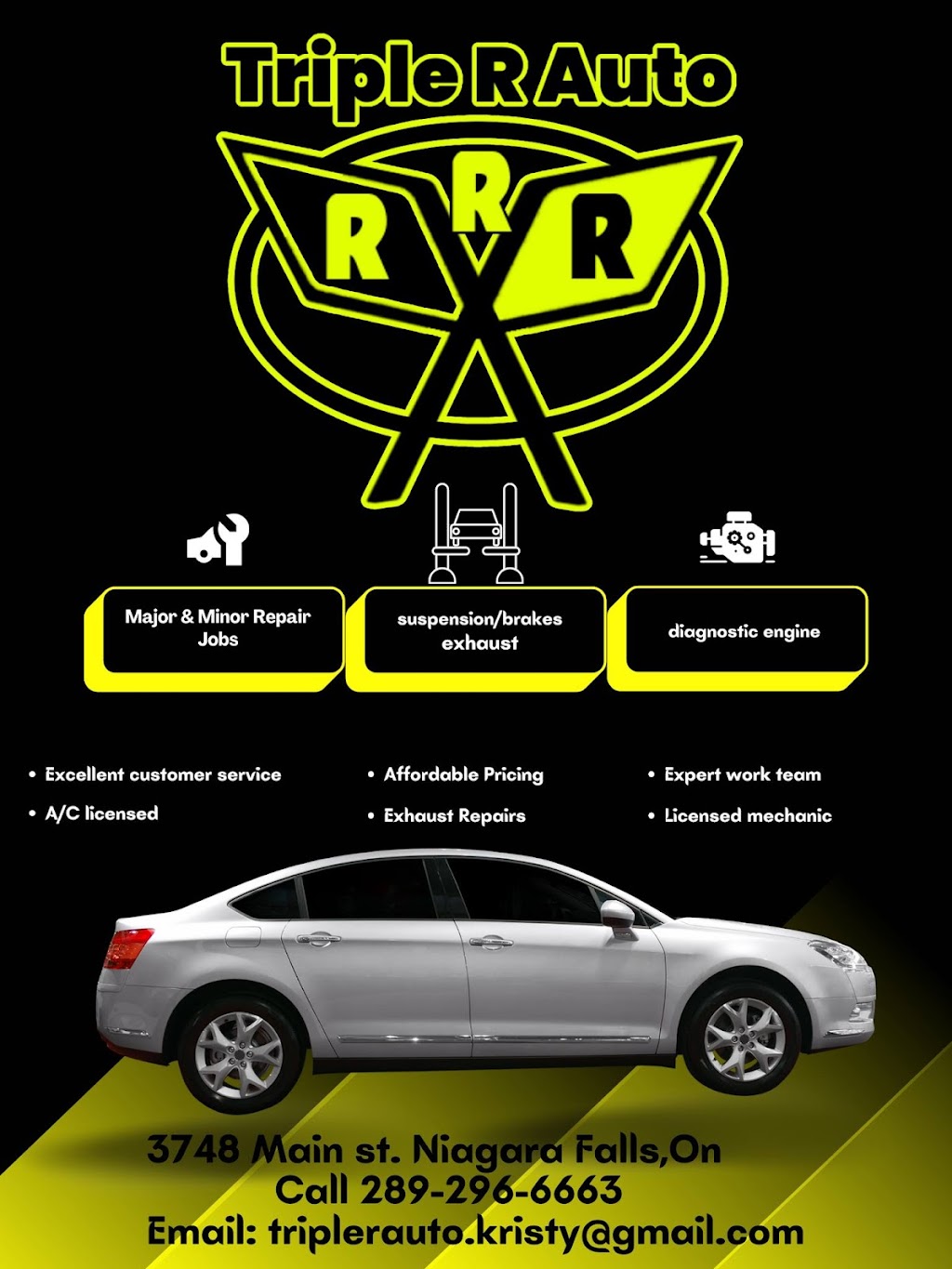 Triple R Auto | 3748 Main St, Niagara Falls, ON L2G 6B2, Canada | Phone: (289) 296-6663