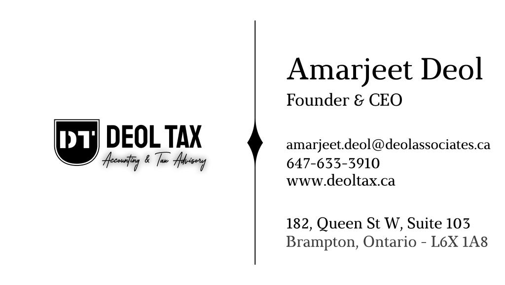 DEOL TAX - Deol & Associates Inc. | 182 Queen St W Suite 103, Brampton, ON L6X 1A8, Canada | Phone: (647) 633-3910