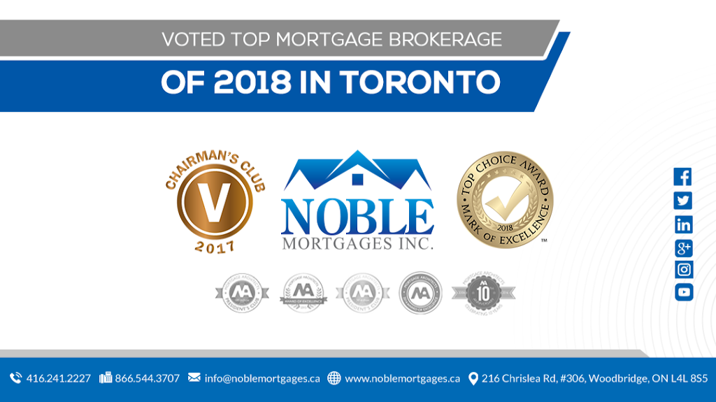 Noble Mortgages | 216 Chrislea Rd Unit 101, Woodbridge, ON L4L 8S5, Canada | Phone: (416) 241-2227