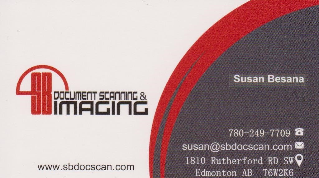 SB Document Scanning & Imaging | 1810 Rutherford Rd SW, Edmonton, AB T6W 2K6, Canada | Phone: (780) 249-7709