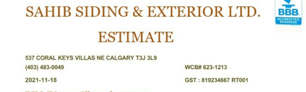 Sahib siding exterior ltd | 537 Coral Keys Villas NE, Calgary, AB T3J 3L9, Canada | Phone: (403) 483-0049