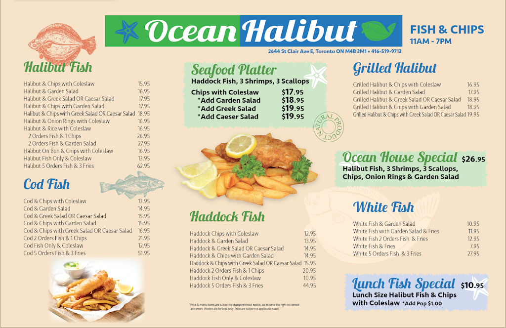 Ocean Halibut | 2644 St Clair Ave E, East York, ON M4B 3M1, Canada | Phone: (416) 519-9713