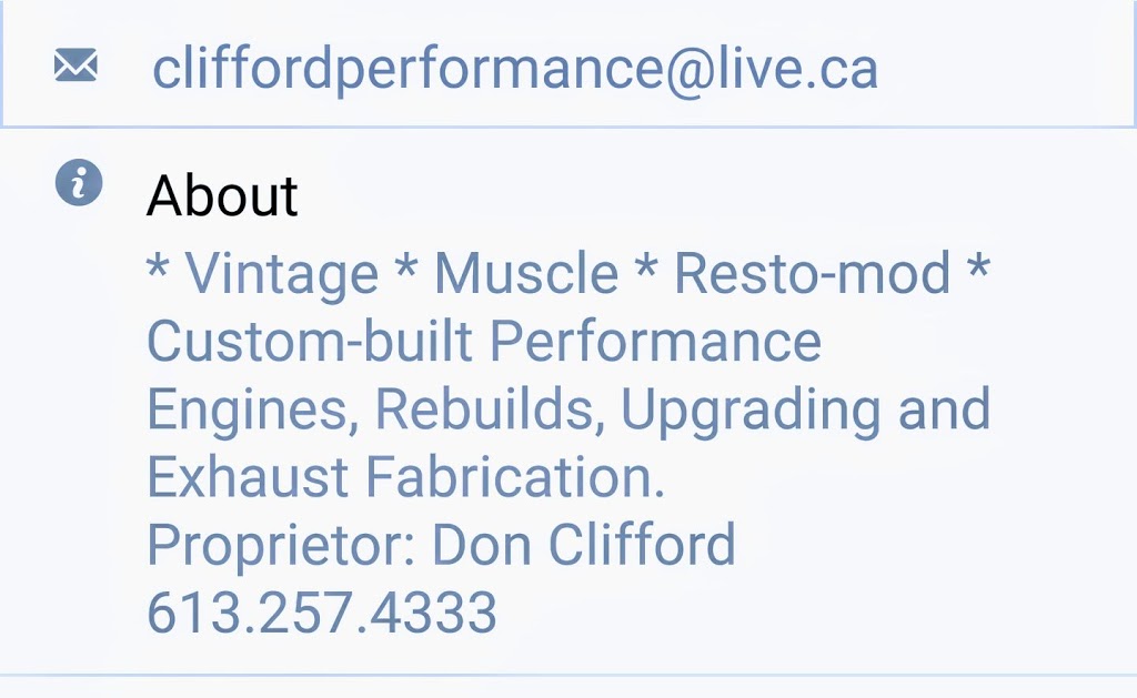 Clifford Performance, Inc. (Custom Speed Shop) | Rural Route 1, Carleton Place, ON K7C 3P1, Canada | Phone: (613) 257-4333