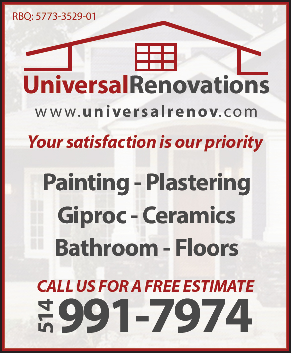 Universal Renovations inc | 2353 Rue John Campbell, LaSalle, QC H8N 1C5, Canada | Phone: (514) 991-7974