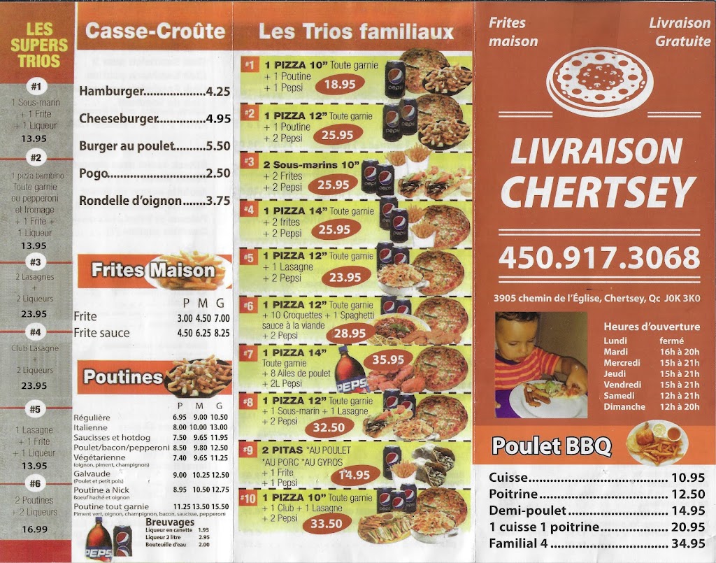 Restaurant Livraison Chertsey | 3905 Chem. de lÉglise, Chertsey, QC J0K 3K0, Canada | Phone: (450) 917-3068