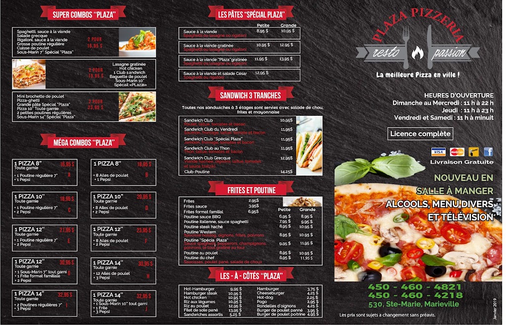 Plaza Pizzeria | 530 Rue Sainte-Marie, Marieville, QC J3M 1H7, Canada | Phone: (450) 460-4218