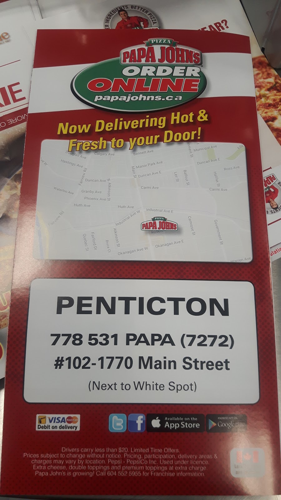 Papa Johns Pizza | 1770 Main St #102, Penticton, BC V2A 5G8, Canada | Phone: (778) 531-7272