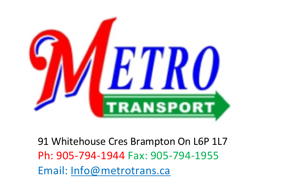 metro transport | 91 Whitehouse Crescent, Brampton, ON L6P 1L7, Canada | Phone: (905) 794-1944