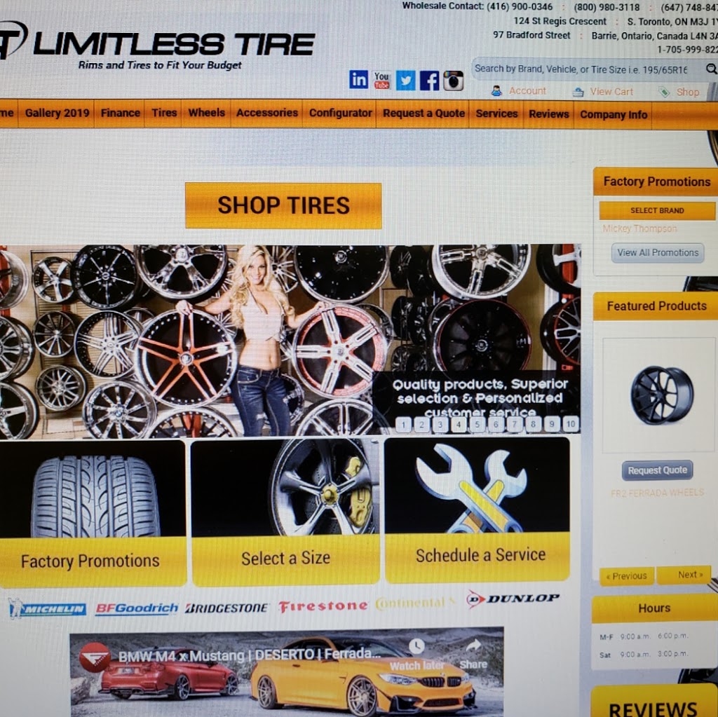 Limitless Tire and Rim Automotive | 370 Main St N Unit 107, Brampton, ON L6V 4A4, Canada | Phone: (905) 592-0216