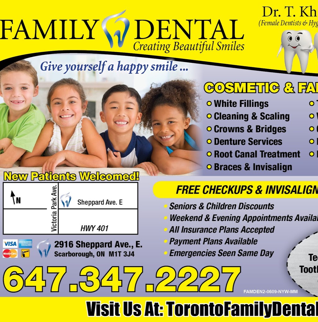 Family Dental - Dr. Khattab & Associates | 2916 Sheppard Ave E, Scarborough, ON M1T 3J4, Canada | Phone: (647) 347-2227