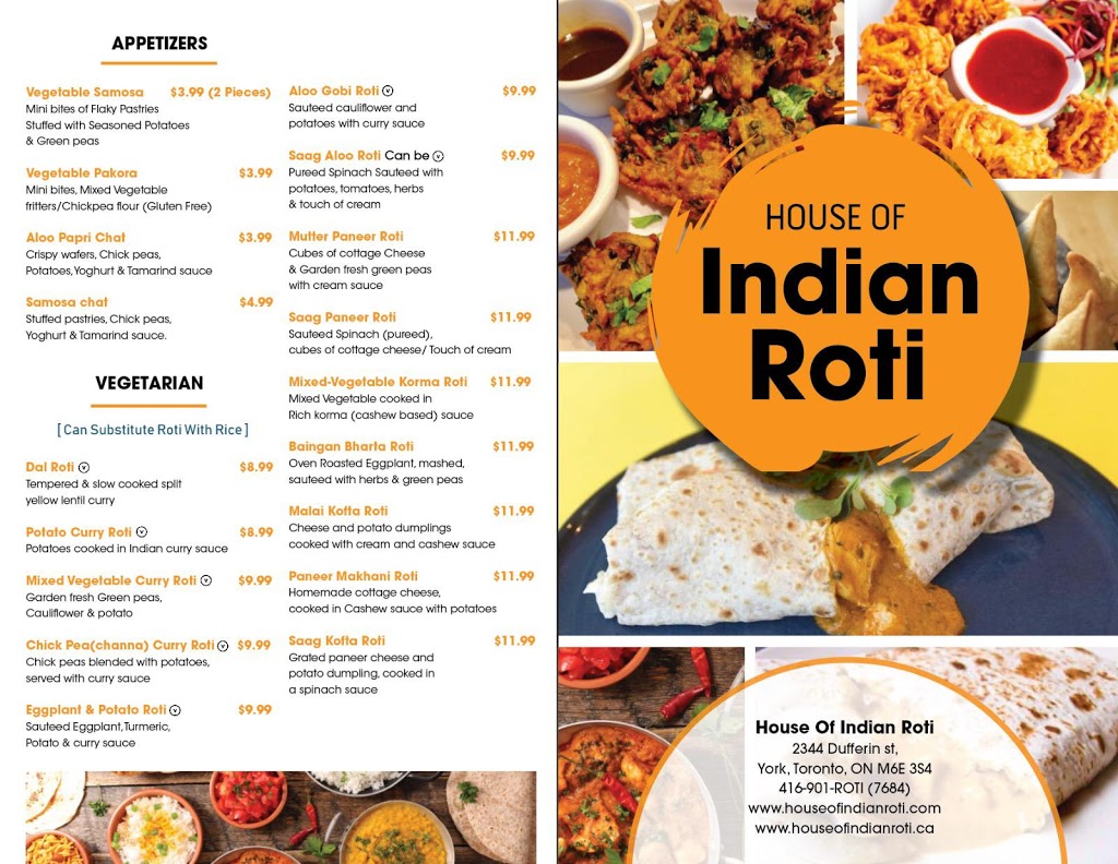 House of indian roti | 2344 Dufferin St, York, ON M6E 3S4, Canada | Phone: (416) 901-7684