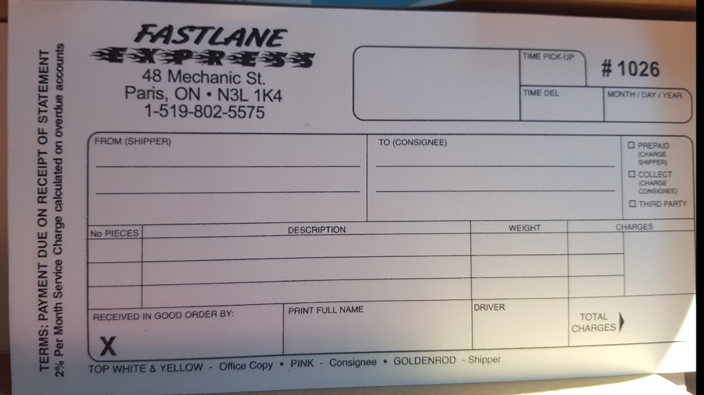 Fastlane Express | 48 Mechanic St, Paris, ON N3L 1K3, Canada | Phone: (519) 717-5594