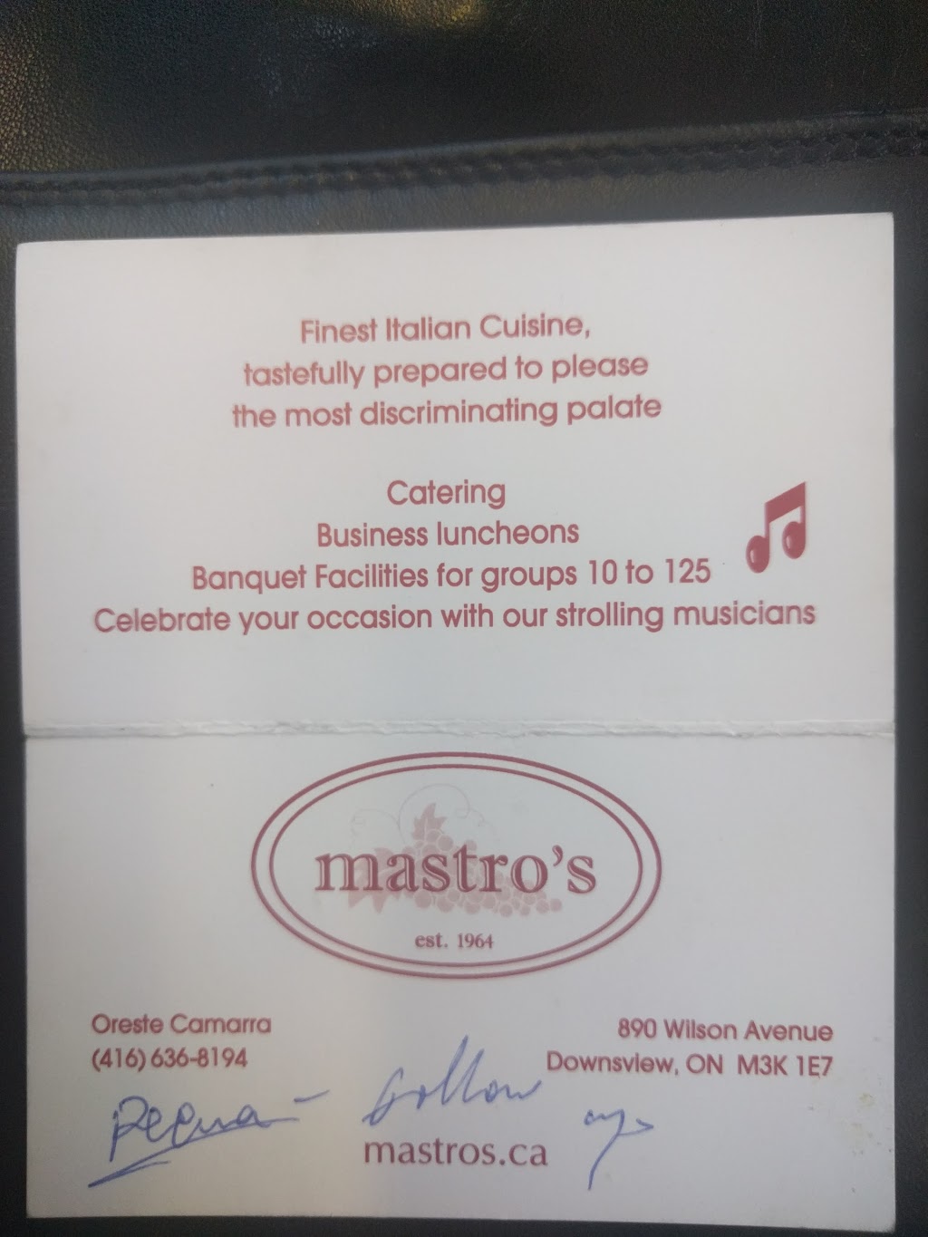 Mastros | 890 Wilson Ave, North York, ON M3K 1E7, Canada | Phone: (416) 636-8194