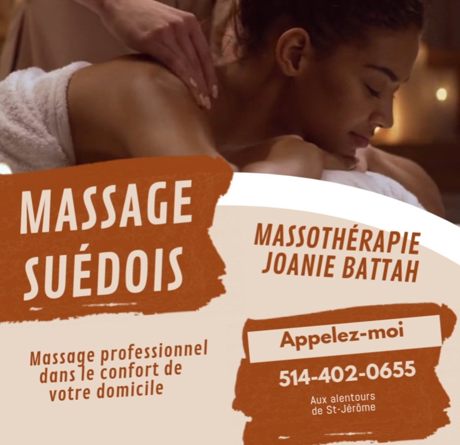 Massothérapie à domicile Joanie Battah | 1708 Rue Yolande, Prévost, QC J0R 1T0, Canada | Phone: (514) 402-0655