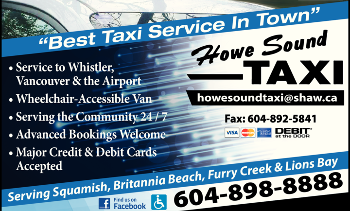 Howe Sound Taxi | 1020A Finch Dr, Squamish, BC V8B 0B8, Canada | Phone: (604) 898-8888