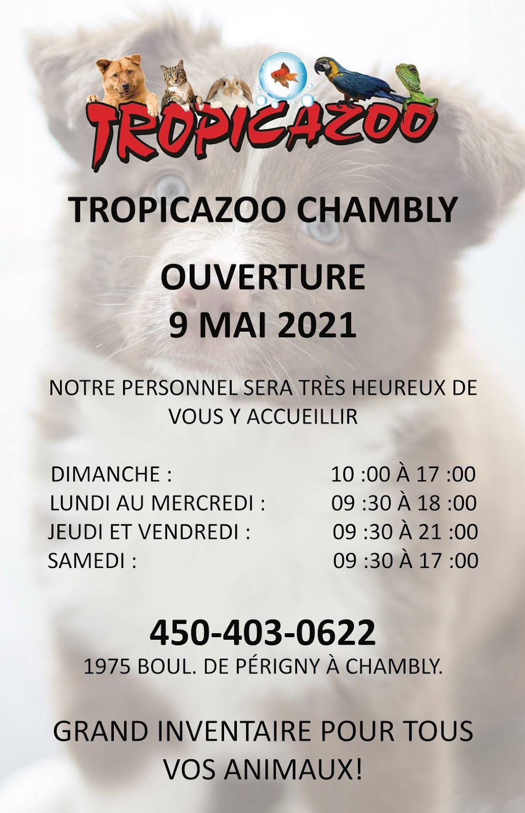 Tropicazoo Chambly | 1975 Bd de Périgny, Chambly, QC J3L 4C3, Canada | Phone: (450) 403-0622