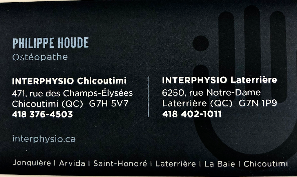 Ostéopathie Philippe Houde (Interphysio Laterrière) | 6250 Rue Notre Dame, Laterrière, QC G7N 1P8, Canada | Phone: (418) 402-1011