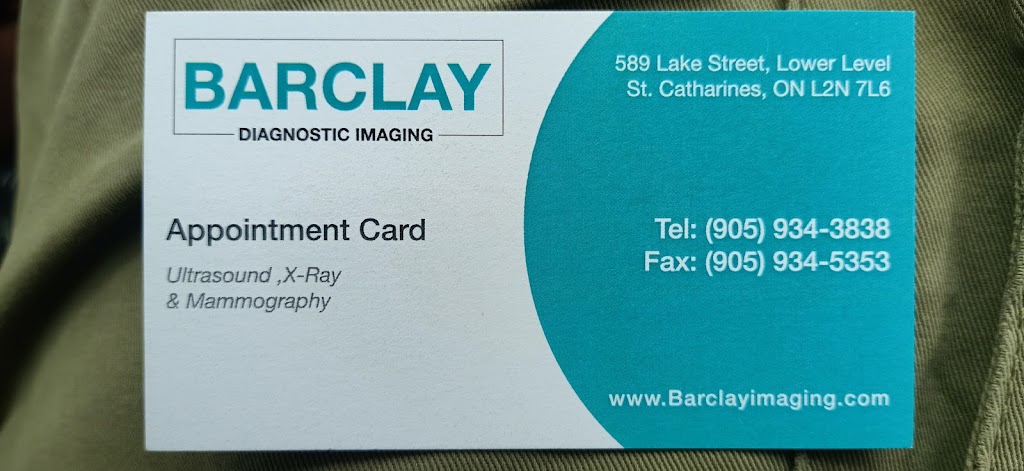 Barclay Diagnostic Imaging | 589 Lake St, St. Catharines, ON L2N 7L6, Canada | Phone: (905) 934-3838