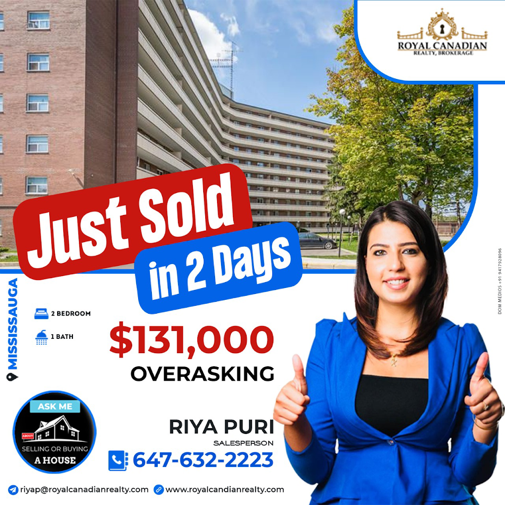 Riya Puri Realtor | 2896 Slough St, Mississauga, ON L4T 1G3, Canada | Phone: (647) 632-2223