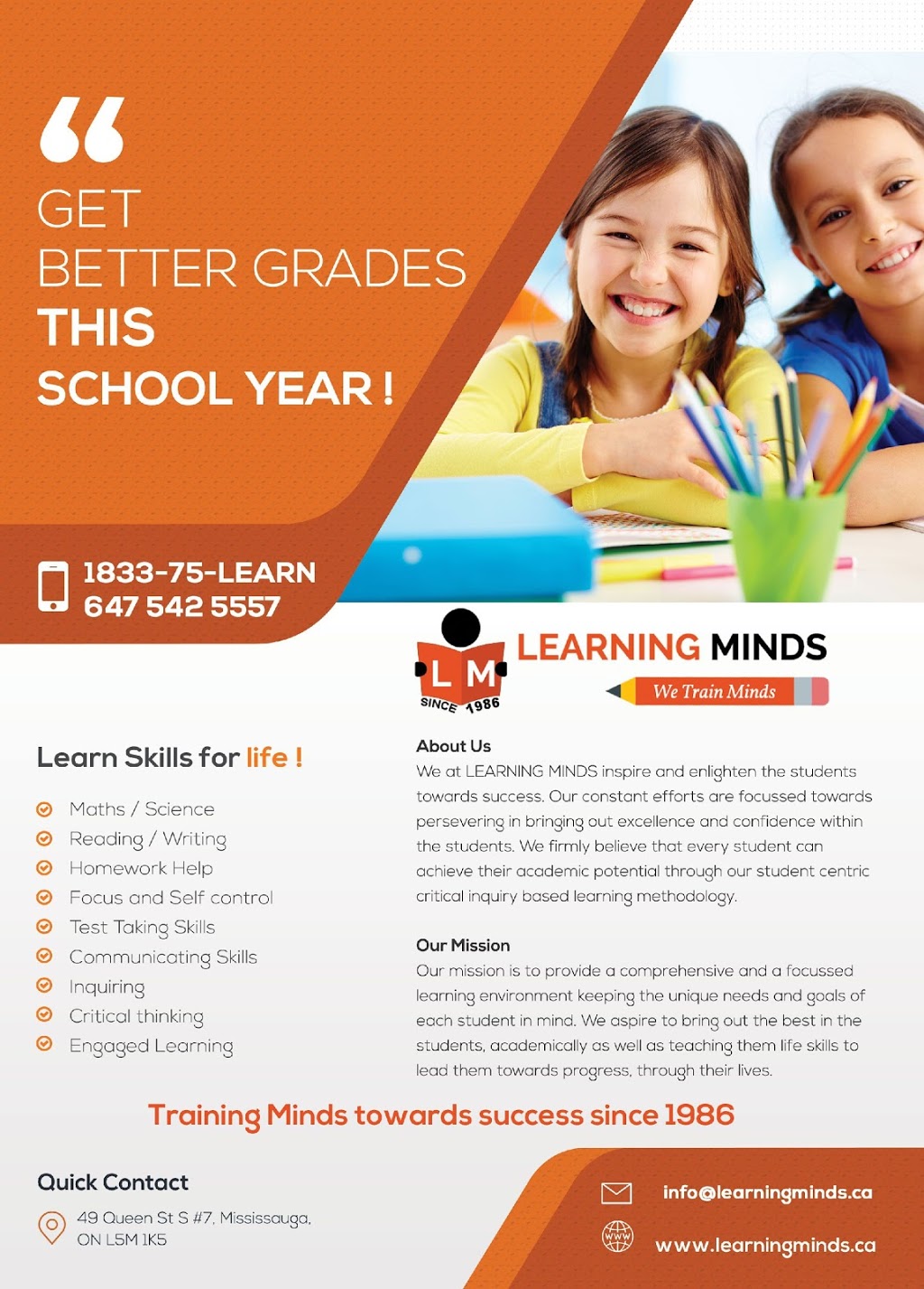 Learning Minds | 49 Queen St S #7, Mississauga, ON L5M 1K5, Canada | Phone: (647) 542-5557