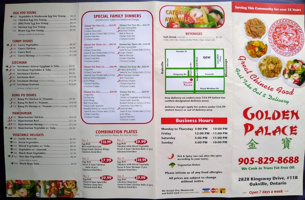 Golden Palace Restaurant | 2828 Kingsway Drive, Oakville, ON L6J 7M2, Canada | Phone: (905) 829-8688