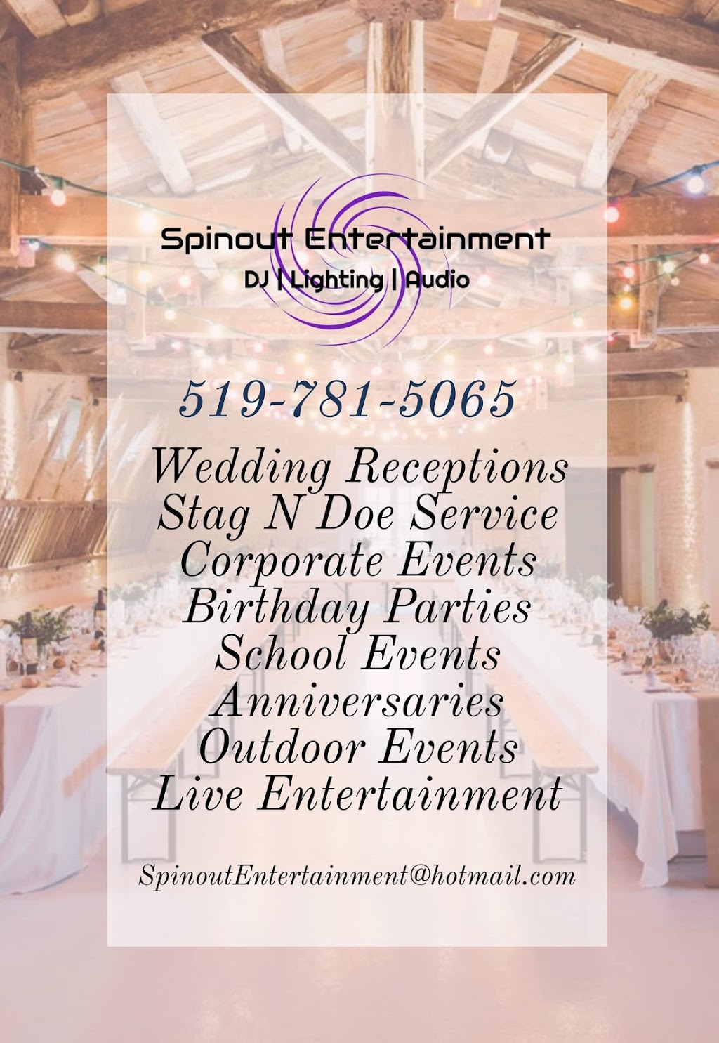 Spinout Entertainment | 428 Lancaster St W, Kitchener, ON N2H 4V9, Canada | Phone: (226) 505-8371