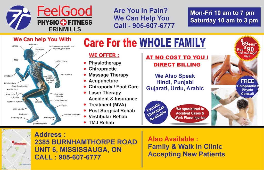 Feel Good Physio & Fitness | 2385 Burnhamthorpe Rd W unit 6, Mississauga, ON L5L 6A4, Canada | Phone: (905) 607-6777